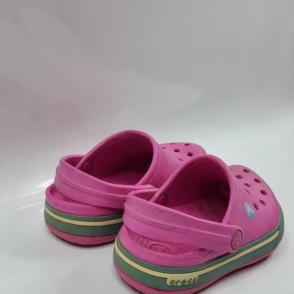 Crocs Girl's Pink Classic Adjustable Slip-On Beach Casual‎ Clogs Size 7